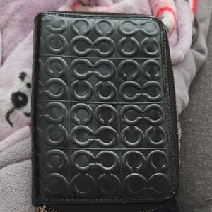 Coach Black Leather Agenda Planner Zip Closure